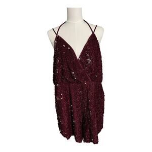 Sequined Womens Jumpsuit Romper Playsuit 0X Plus Size Skimmer Retro Disco Party